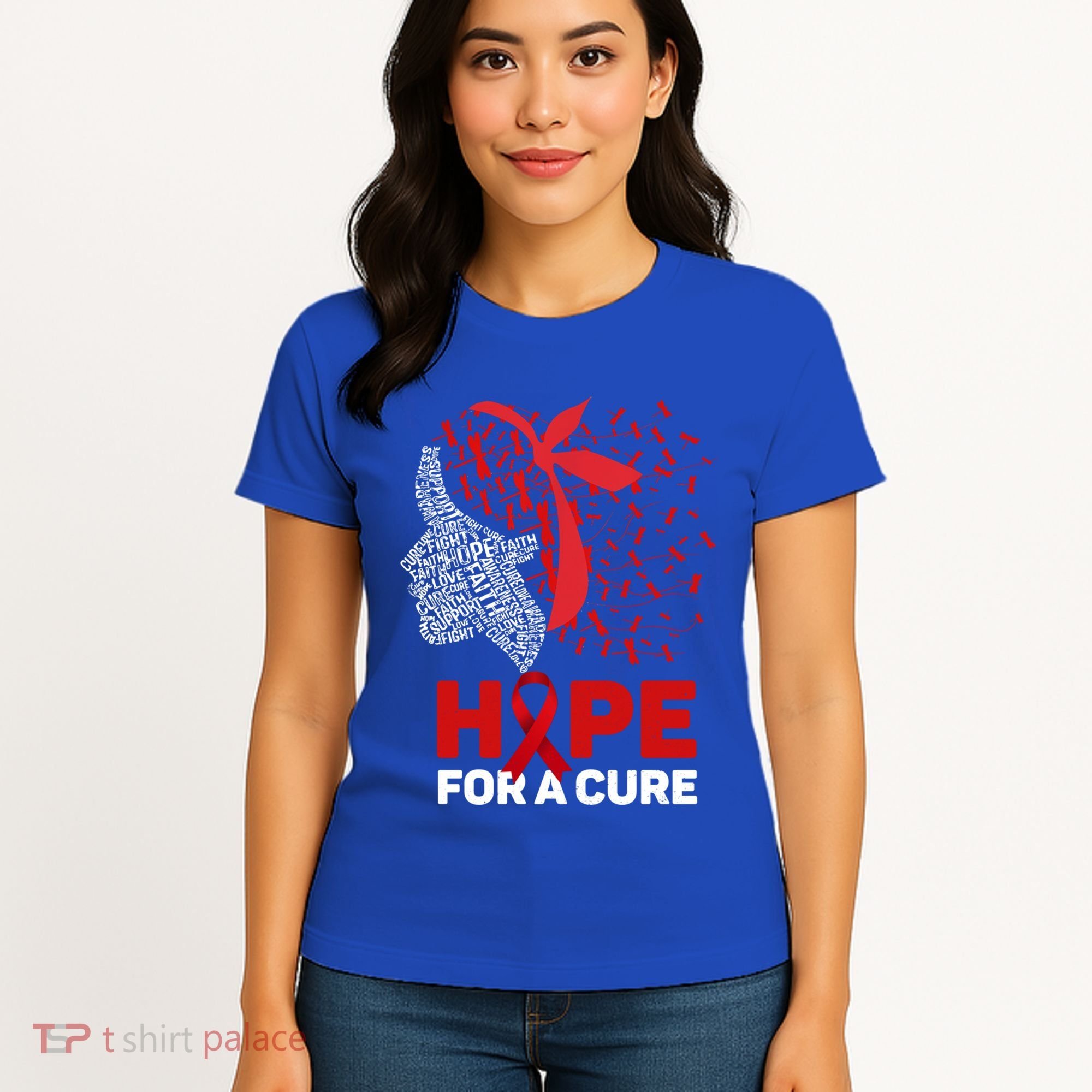 Hope For A Cure Red Ribbon National Hiv Awareness Month Gift Women's T-Shirt