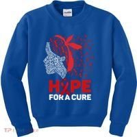 Hope For A Cure Red Ribbon National Hiv Awareness Month Gift Kids Sweatshirt thumb 0
