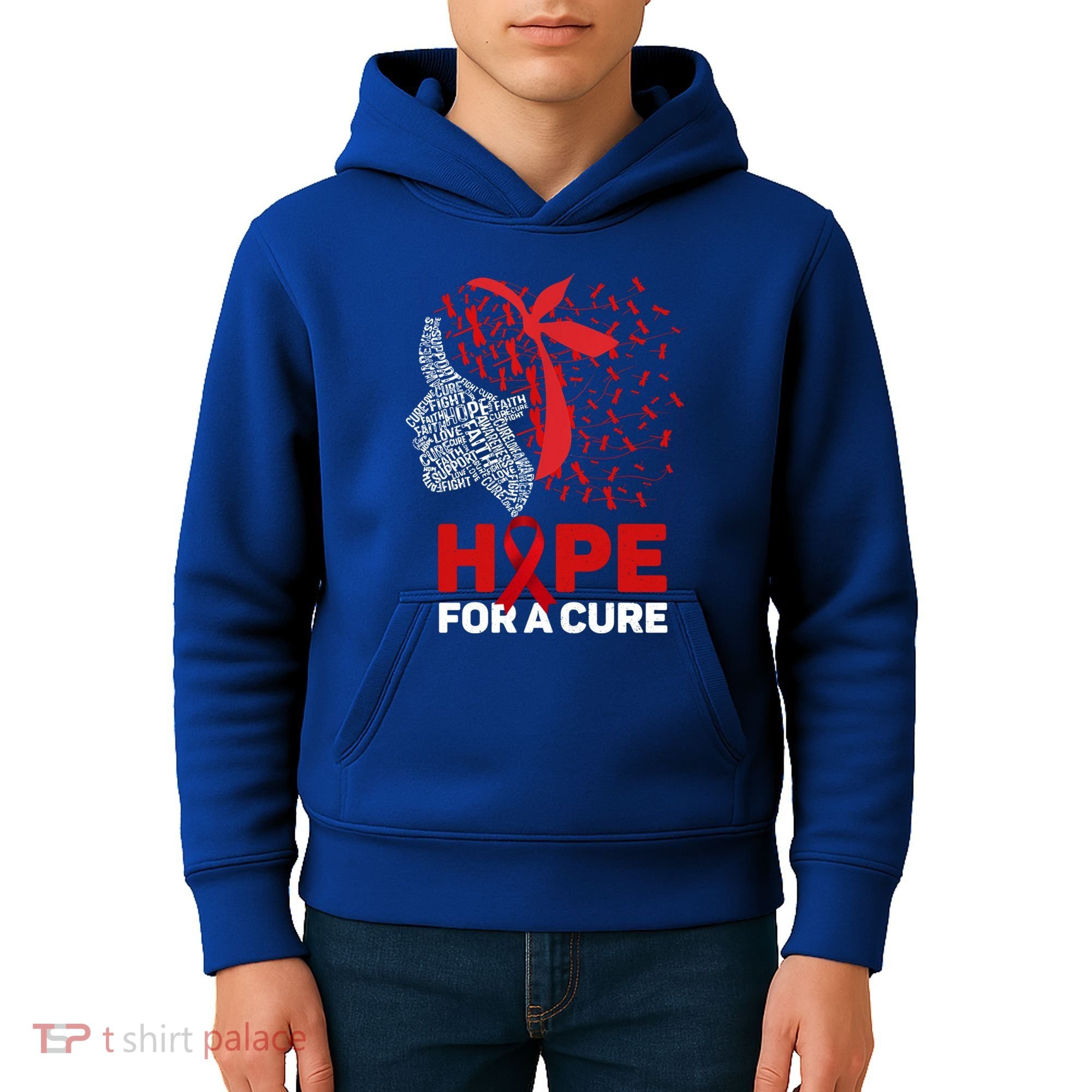 Hope For A Cure Red Ribbon National Hiv Awareness Month Gift Kids Hoodie