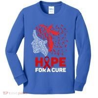 Hope For A Cure Red Ribbon National Hiv Awareness Month Gift Kids Long Sleeve Shirt thumb 0