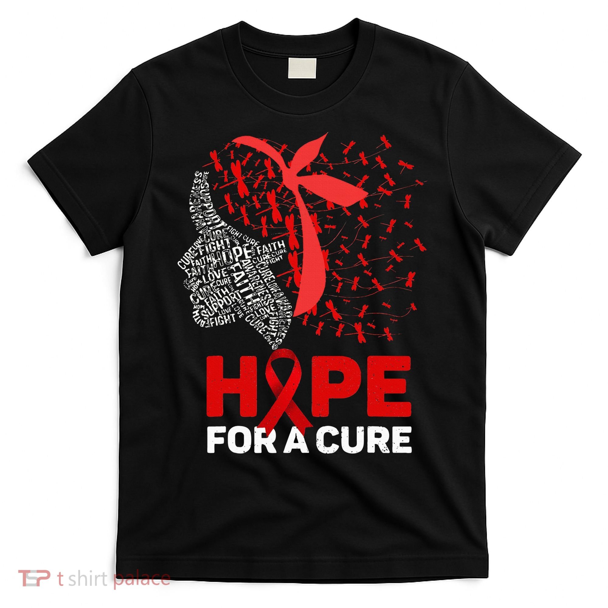 Hope For A Cure Red Ribbon National HIV Awareness Month T-Shirt