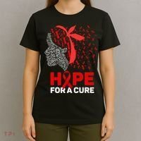 Hope For A Cure Red Ribbon National HIV Awareness Month T-Shirt thumb 4