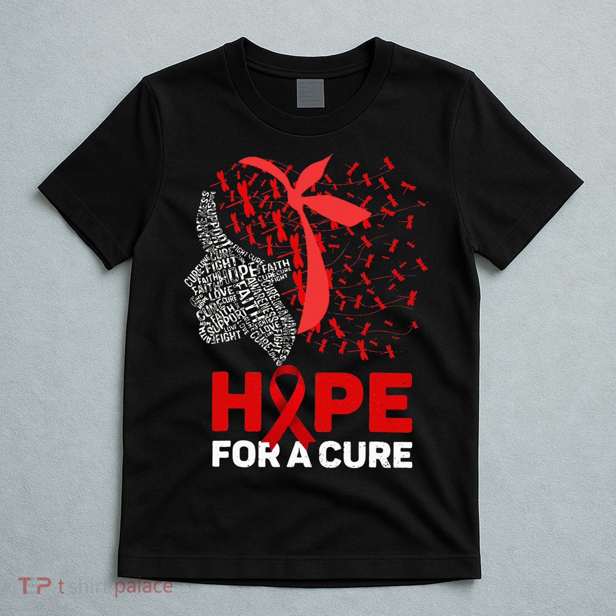Hope For A Cure Red Ribbon National HIV Awareness Month T-Shirt