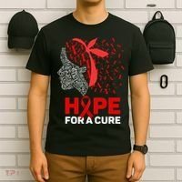 Hope For A Cure Red Ribbon National HIV Awareness Month T-Shirt thumb 6