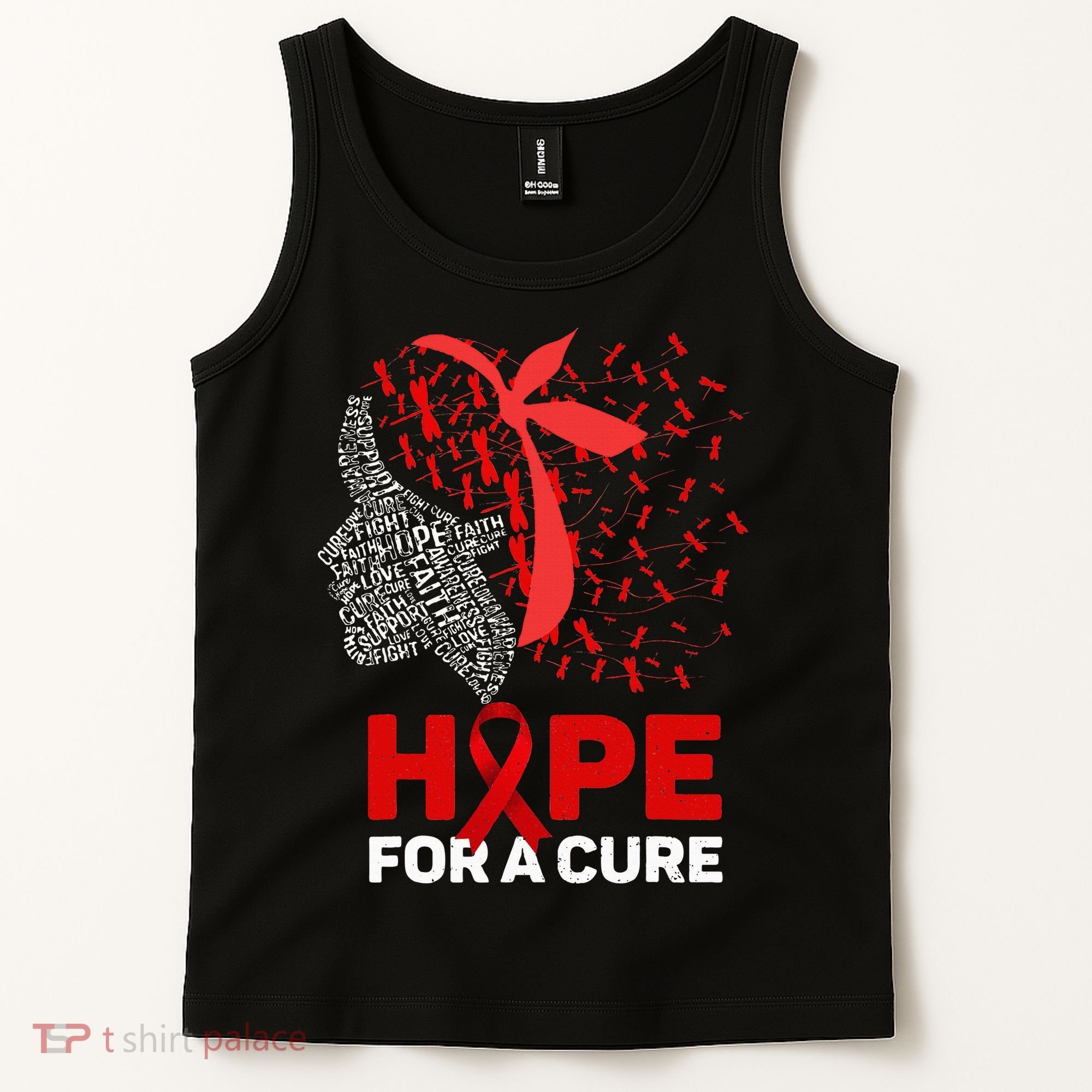 Hope For A Cure Red Ribbon National HIV Awareness Month Tank Top