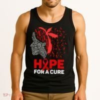 Hope For A Cure Red Ribbon National HIV Awareness Month Tank Top thumb 3