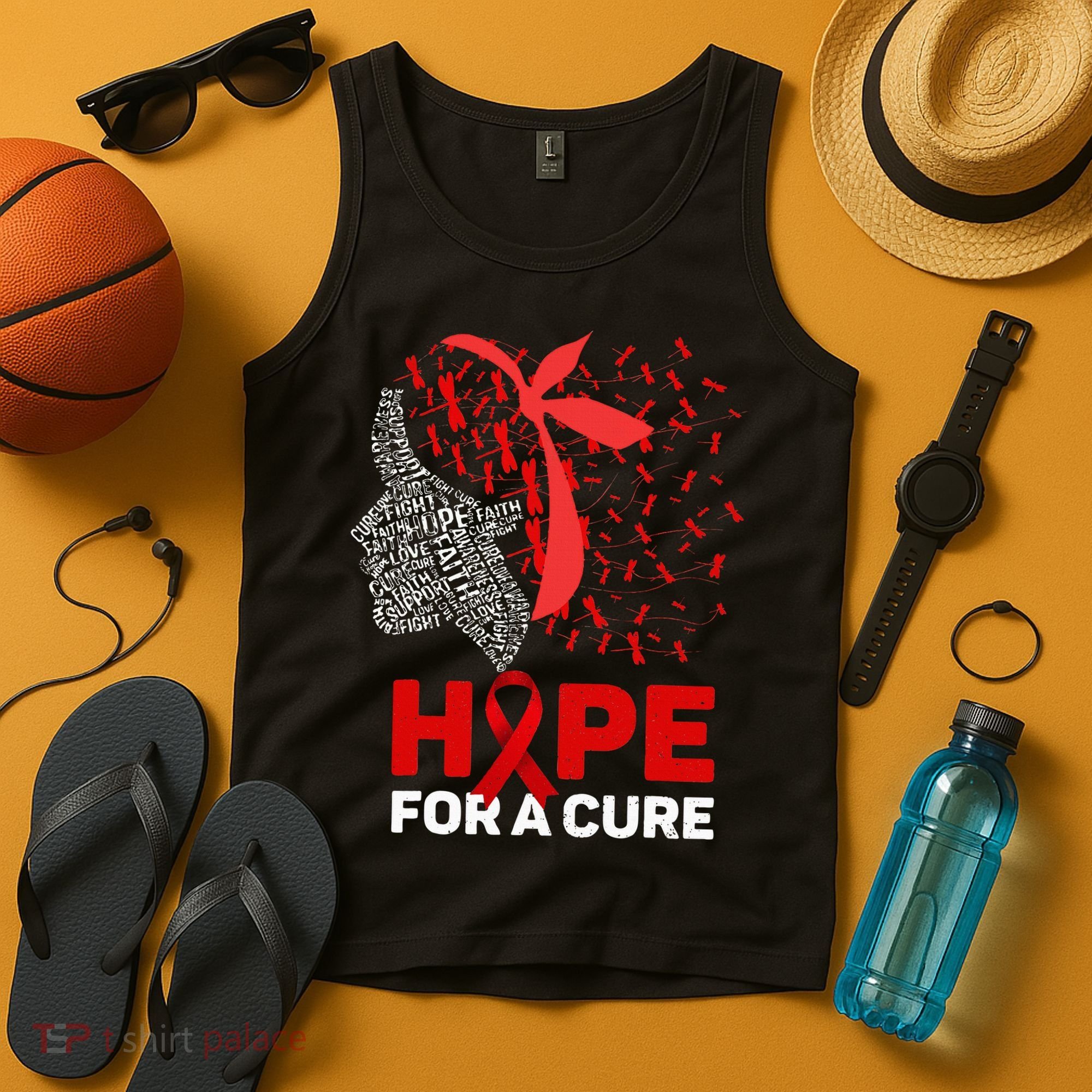 Hope For A Cure Red Ribbon National HIV Awareness Month Tank Top