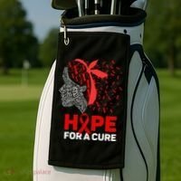 Hope For A Cure Red Ribbon National HIV Awareness Month Golf Towel thumb 2
