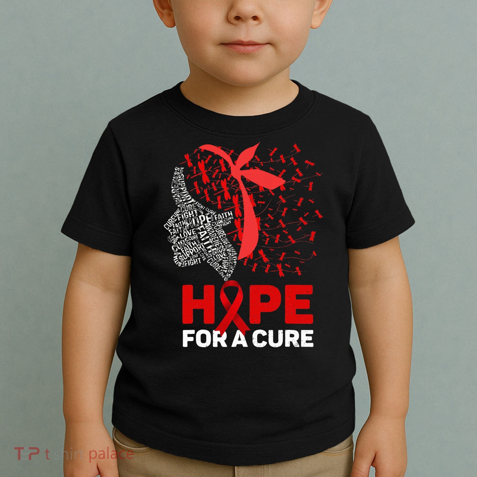 Hope For A Cure Red Ribbon National HIV Awareness Month Toddler T-Shirt