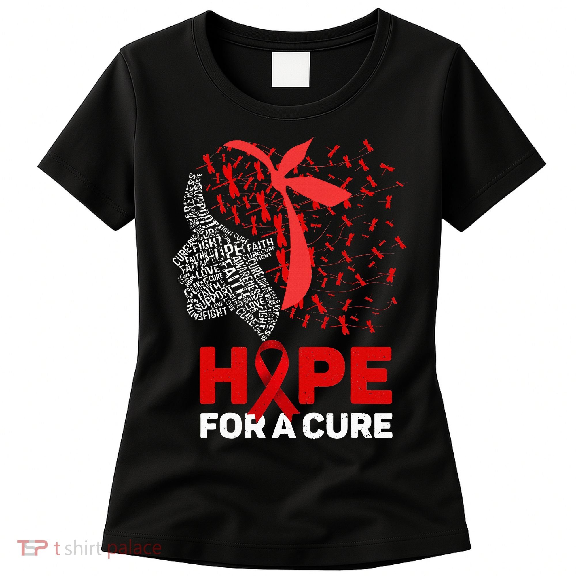 Hope For A Cure Red Ribbon National HIV Awareness Month Women's T-Shirt