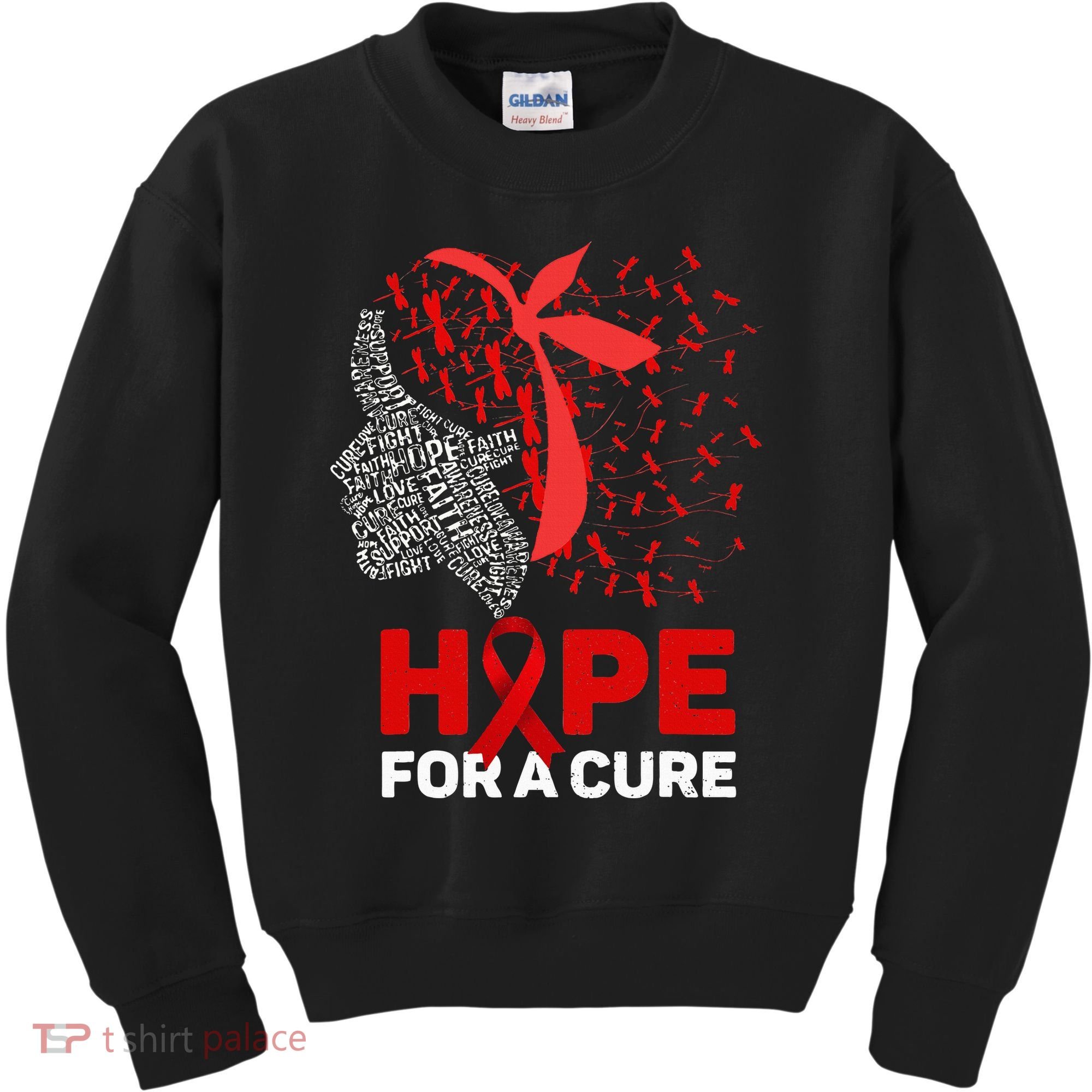 Hope For A Cure Red Ribbon National HIV Awareness Month Kids Sweatshirt