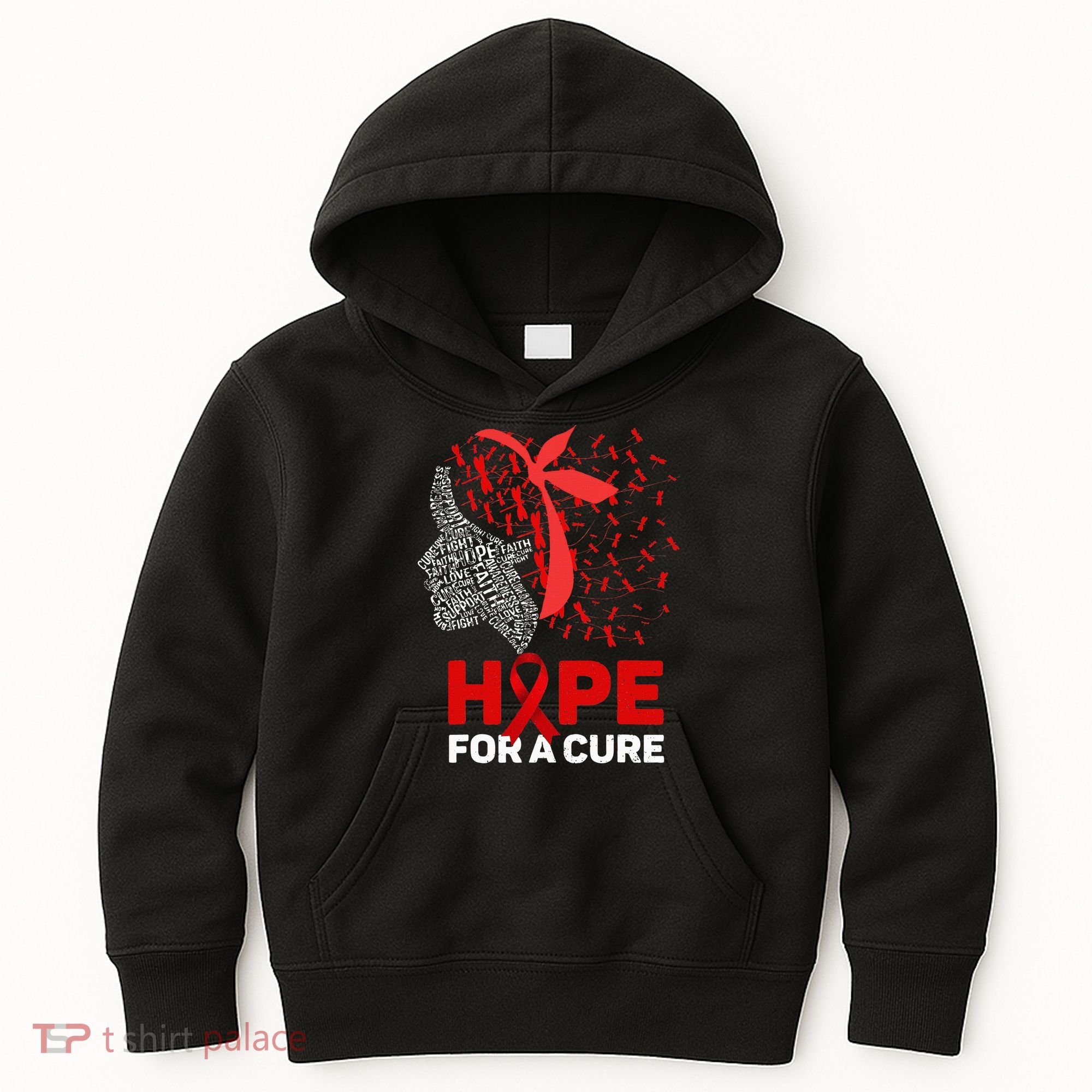 Hope For A Cure Red Ribbon National HIV Awareness Month Kids Hoodie