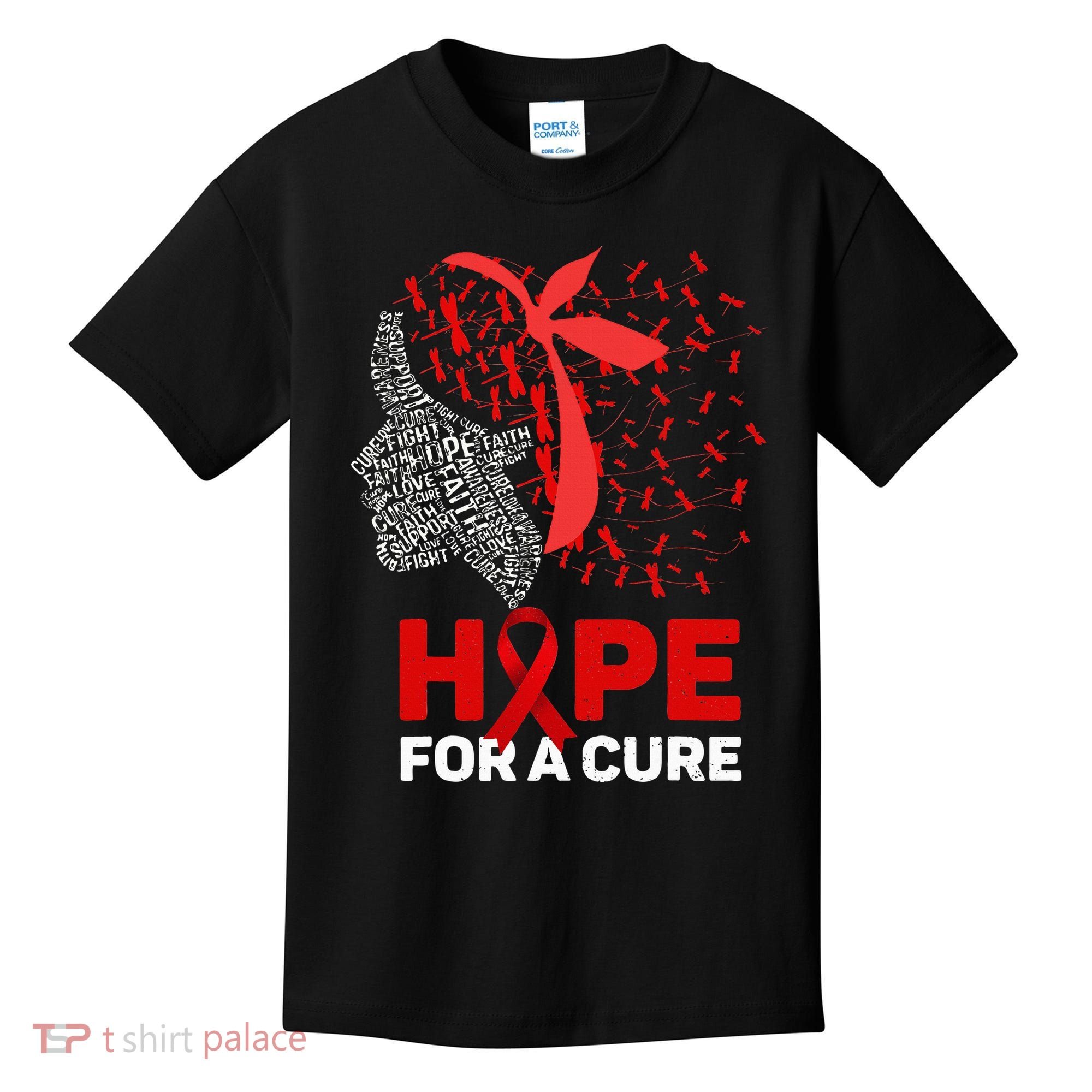 Hope For A Cure Red Ribbon National HIV Awareness Month Kids T-Shirt