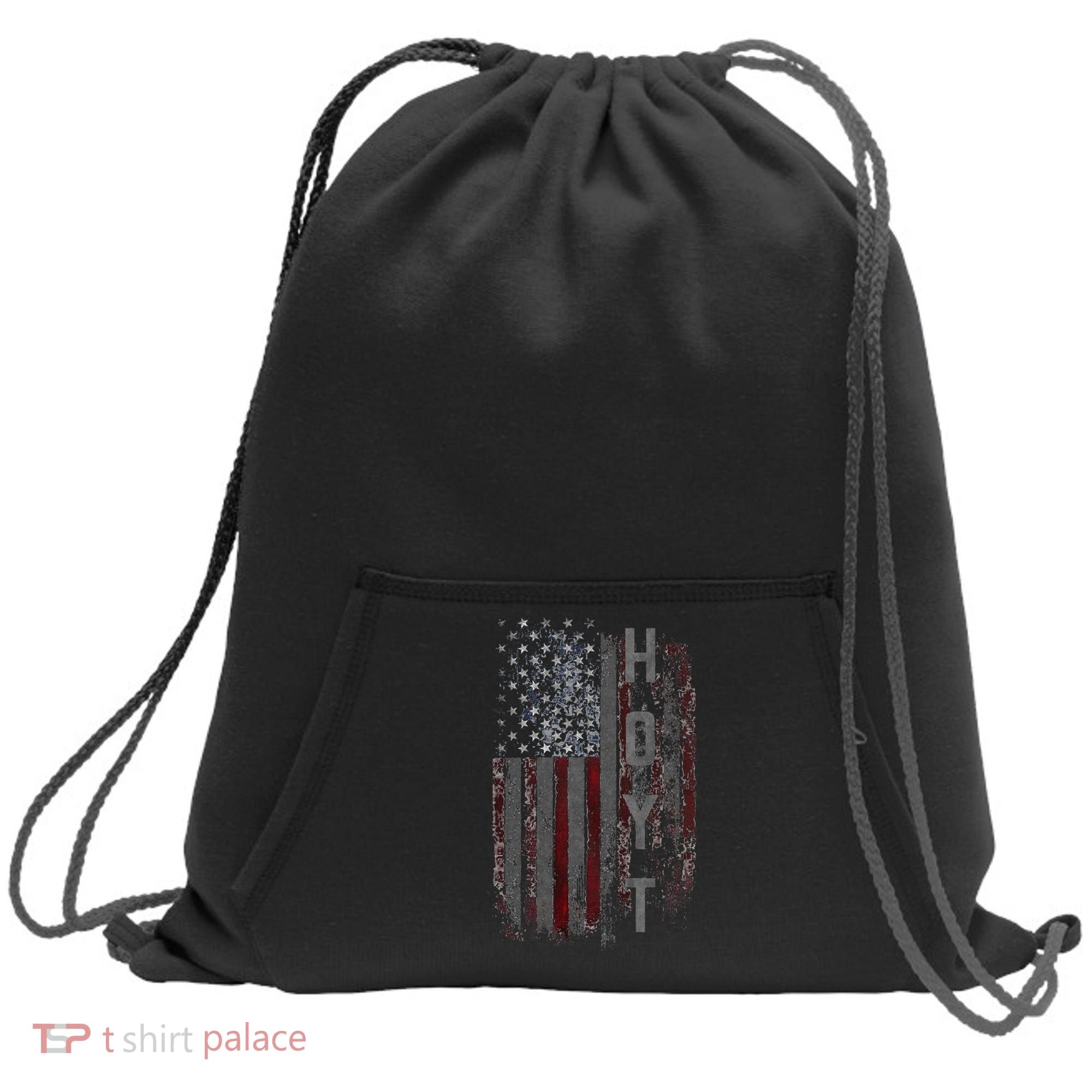 Hoyt Family American Flag Sweatshirt Cinch Pack Bag