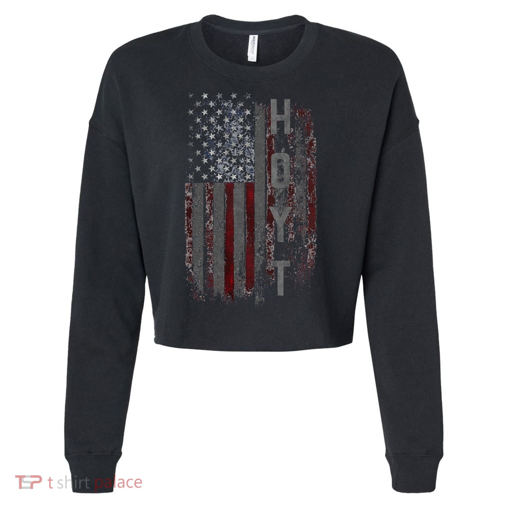 Hoyt Family American Flag Cropped Pullover Crew