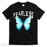Humor Fearless Butterfly Cute Colorful Blue Butterfly T-Shirt thumb 0