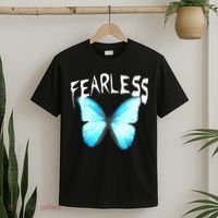Humor Fearless Butterfly Cute Colorful Blue Butterfly T-Shirt thumb 2