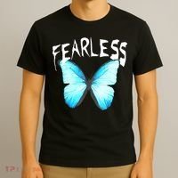 Humor Fearless Butterfly Cute Colorful Blue Butterfly T-Shirt thumb 3