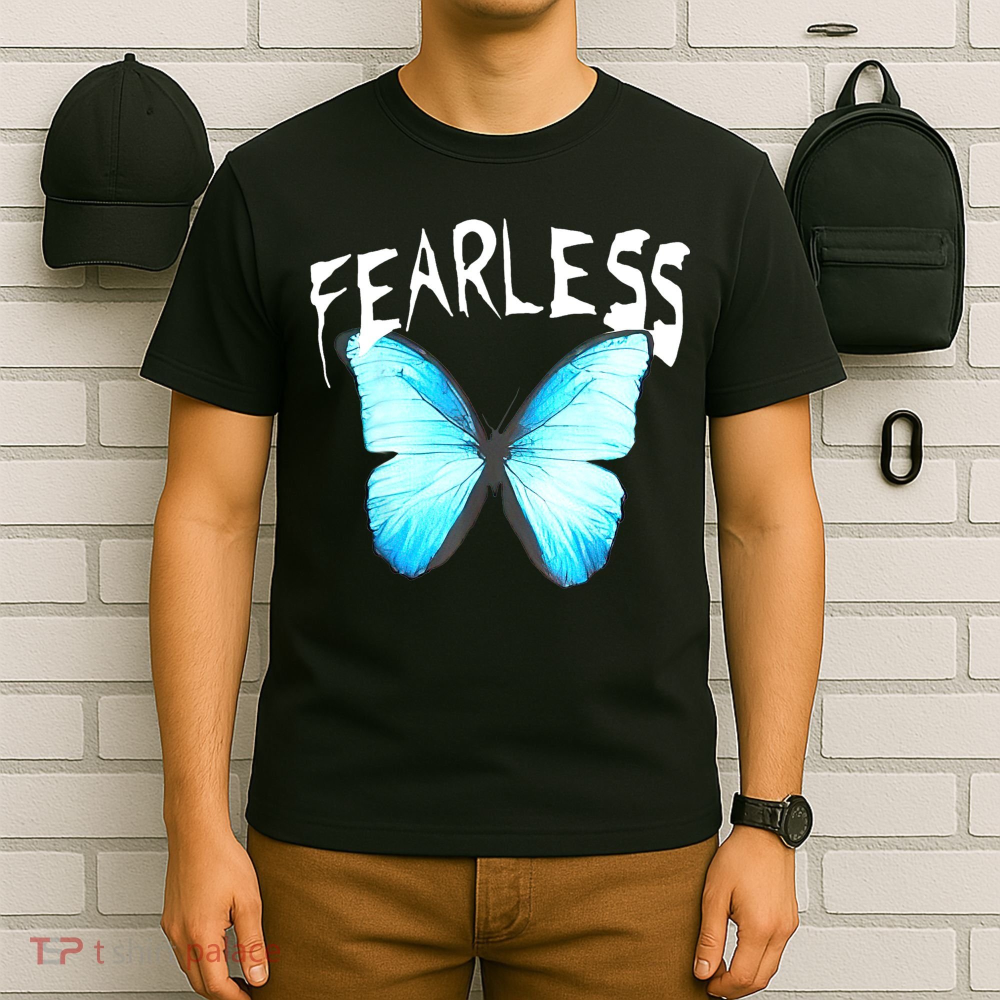 Humor Fearless Butterfly Cute Colorful Blue Butterfly T-Shirt