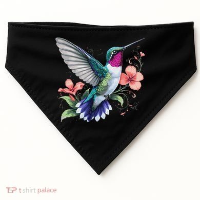 Hummingbird Floral Bird Artwork USA-Made Doggie Bandana