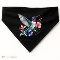 Hummingbird Floral Bird Artwork USA-Made Doggie Bandana thumb 0