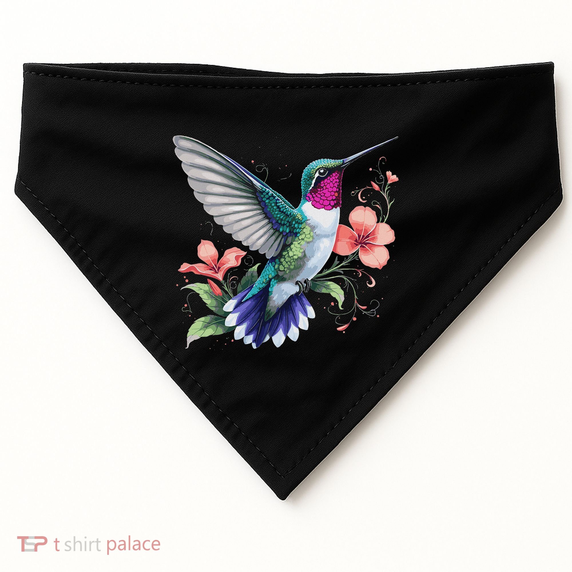 Hummingbird Floral Bird Artwork USA-Made Doggie Bandana
