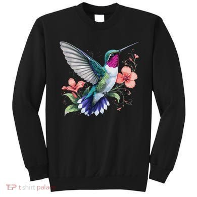 Hummingbird Floral Bird Artwork Sweatshirt