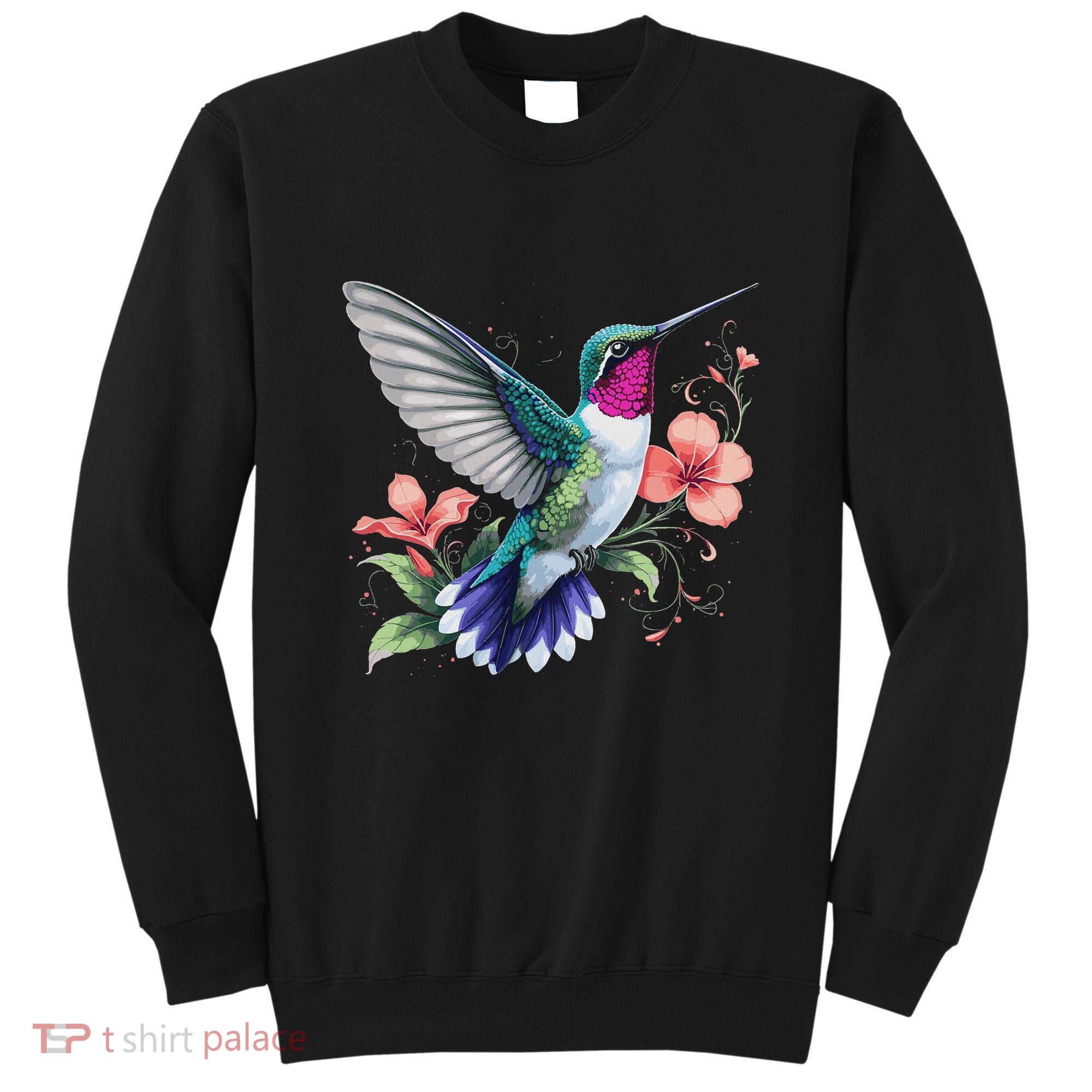 Hummingbird Floral Bird Artwork Sweatshirt