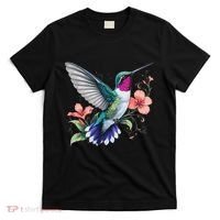 Hummingbird Floral Bird Artwork T-Shirt thumb 0