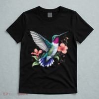 Hummingbird Floral Bird Artwork T-Shirt thumb 5