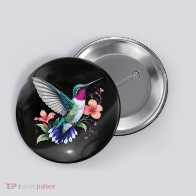 Hummingbird Floral Bird Artwork Button