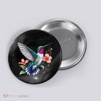 Hummingbird Floral Bird Artwork Button thumb 0