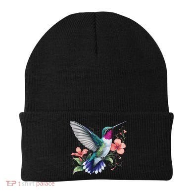 Hummingbird Floral Bird Artwork Beanie