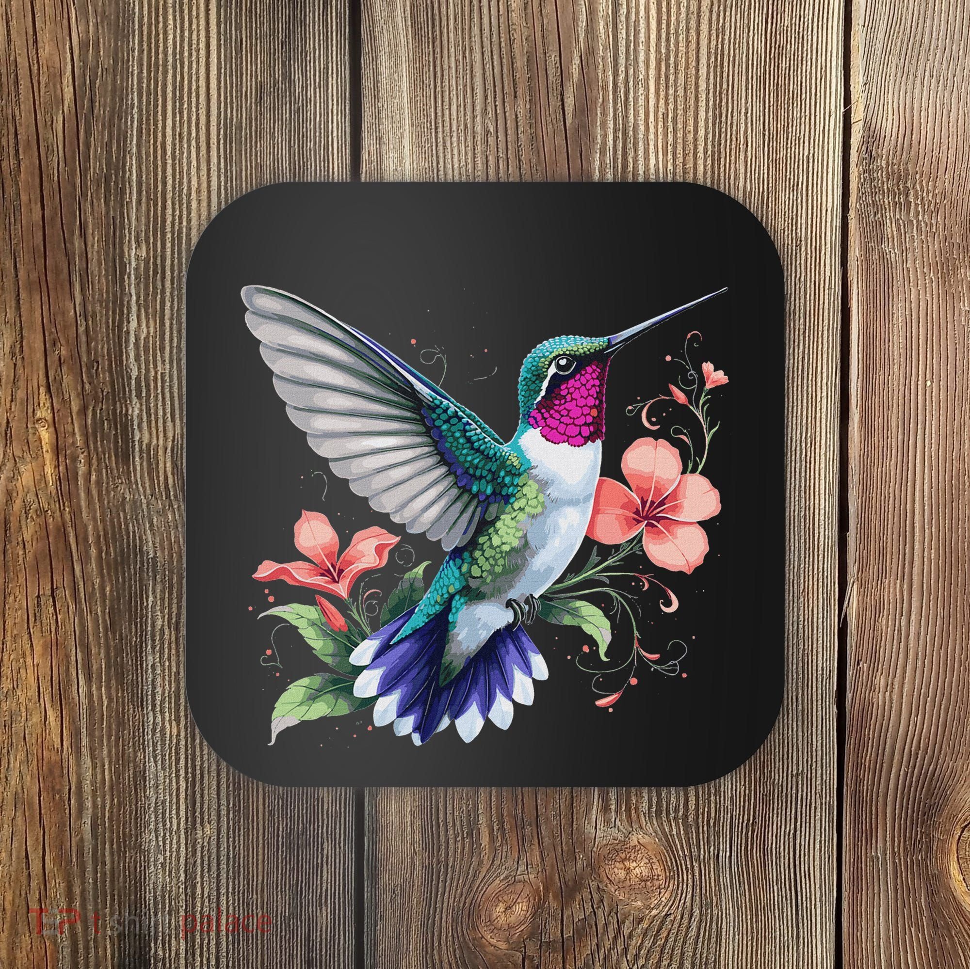 Hummingbird Floral Bird Artwork Coaster