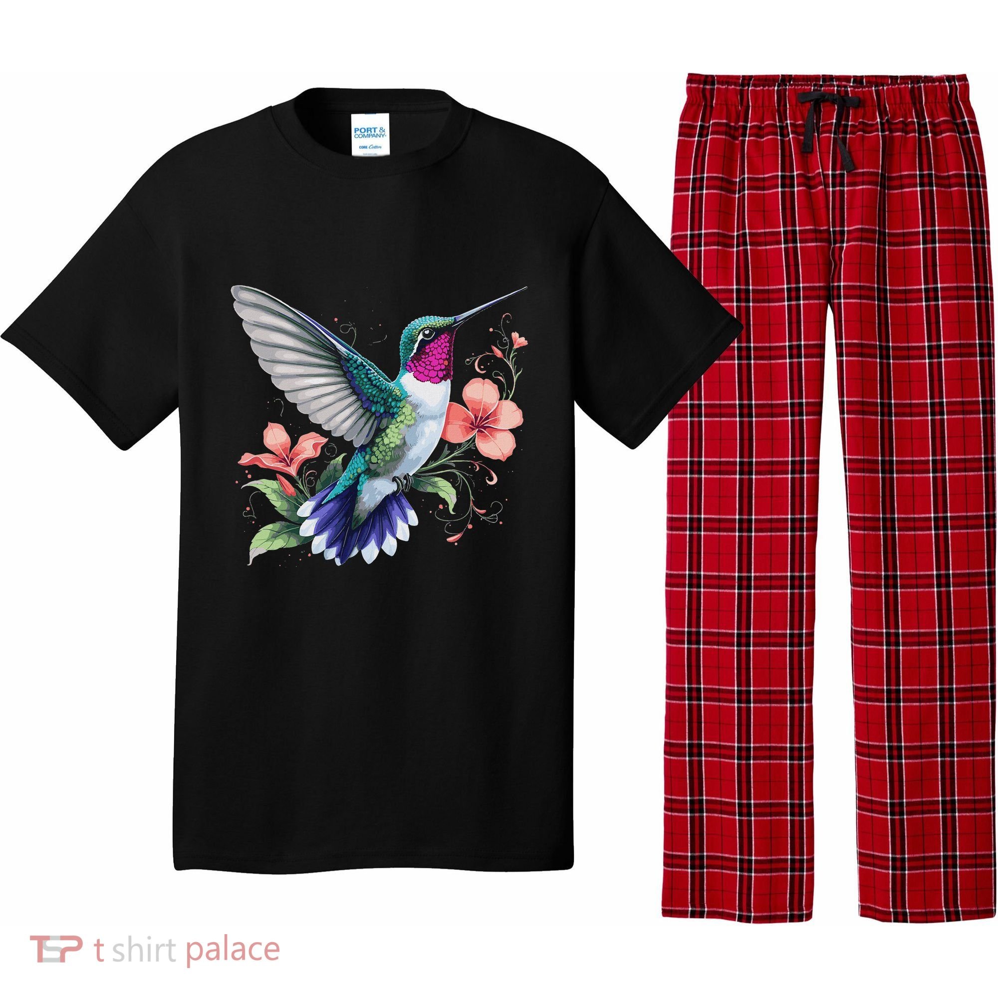 Hummingbird Floral Bird Artwork Pajama Set
