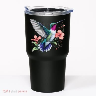 Hummingbird Floral Bird Artwork Tumbler