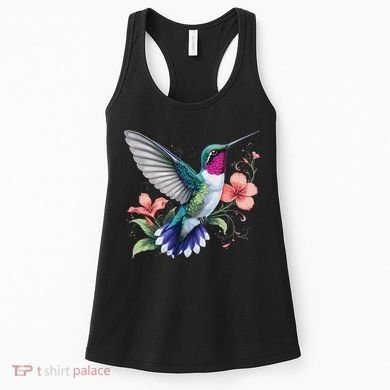 Hummingbird Floral Bird Artwork Women's Tank Top
