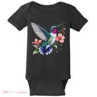 Hummingbird Floral Bird Artwork Baby Bodysuit thumb 0