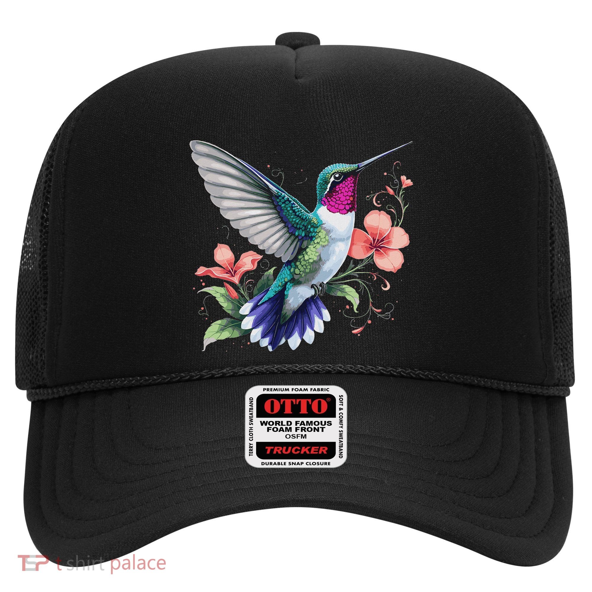 Hummingbird Floral Bird Artwork Hat