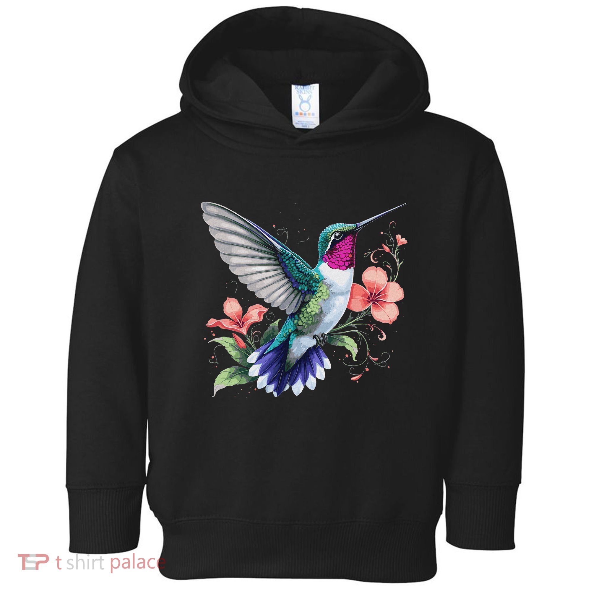 Hummingbird Floral Bird Artwork Toddler Hoodie
