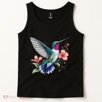 Hummingbird Floral Bird Artwork Tank Top thumb 2