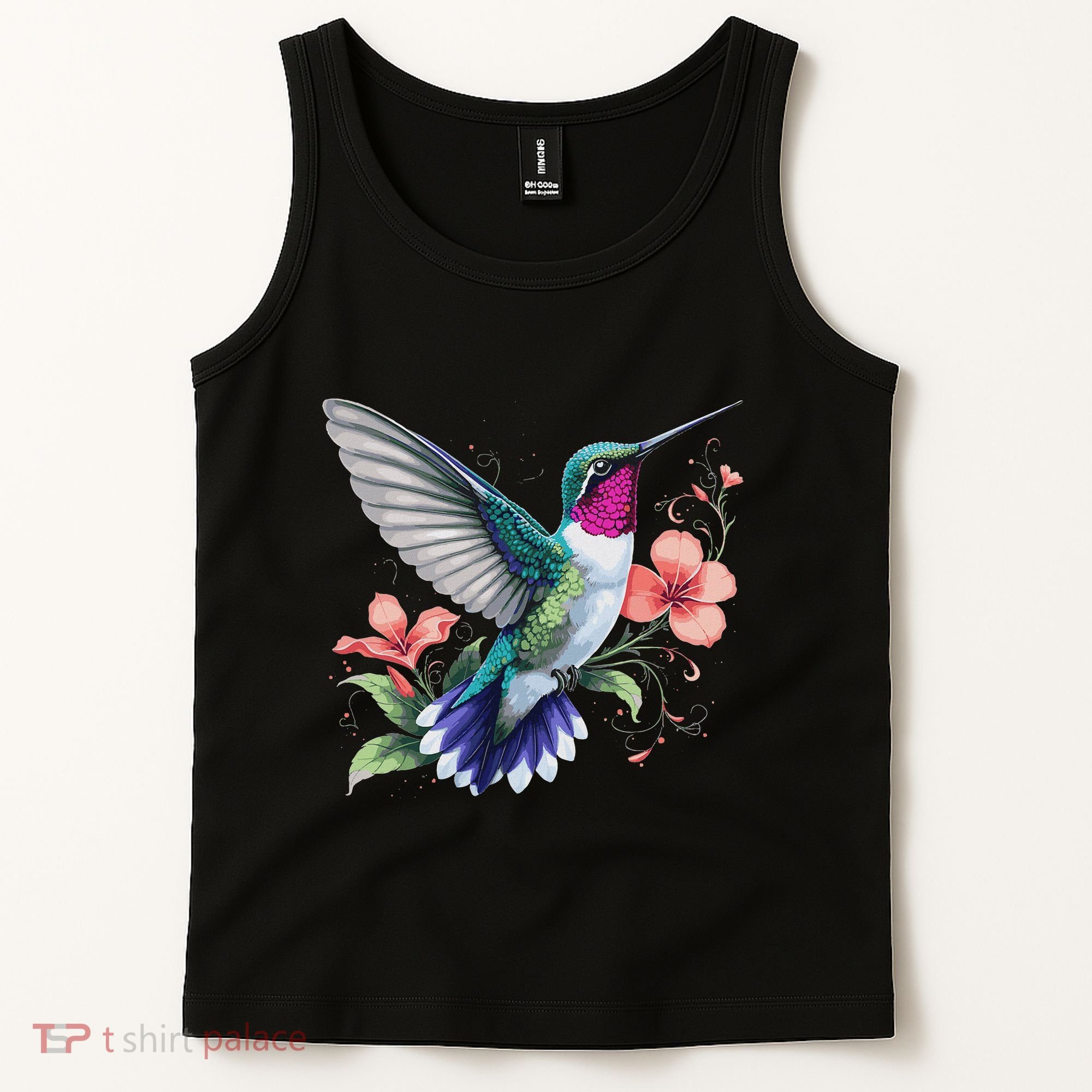 Hummingbird Floral Bird Artwork Tank Top