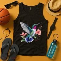 Hummingbird Floral Bird Artwork Tank Top thumb 4