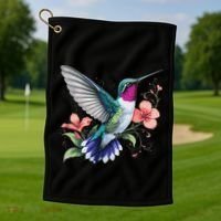 Hummingbird Floral Bird Artwork Golf Towel thumb 1