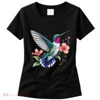 Hummingbird Floral Bird Artwork Women's T-Shirt thumb 0