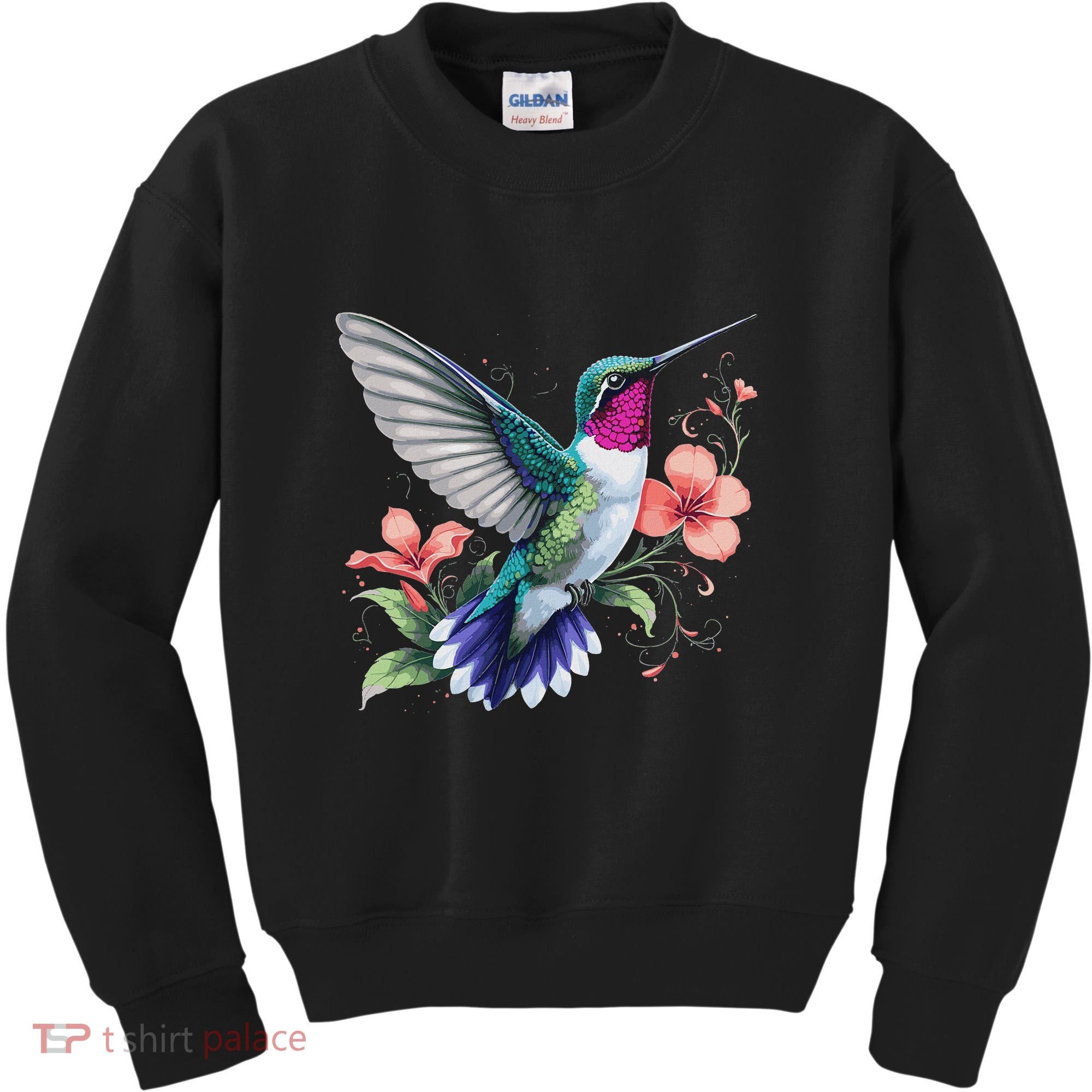 Hummingbird Floral Bird Artwork Kids Sweatshirt
