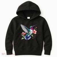 Hummingbird Floral Bird Artwork Kids Hoodie thumb 0