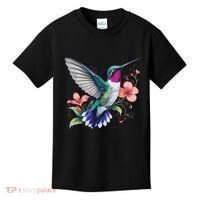 Hummingbird Floral Bird Artwork Kids T-Shirt thumb 0