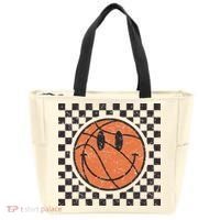 Happy Face Basketball Lover Smile Face Funny Smiling Tote Bag thumb 0