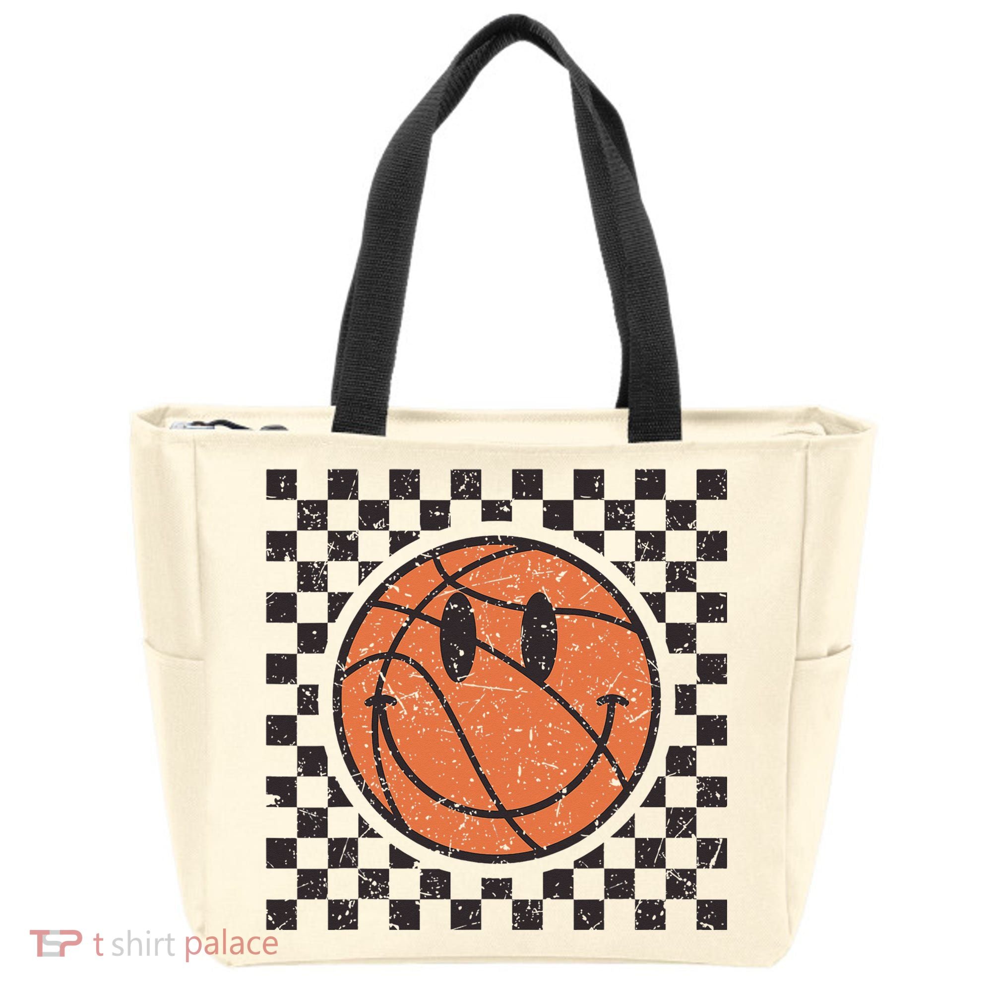 Happy Face Basketball Lover Smile Face Funny Smiling Tote Bag
